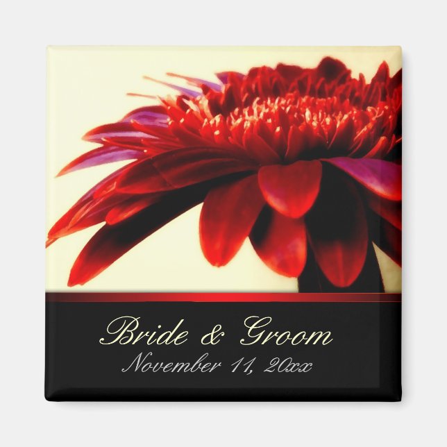 Magnet de Faveur de Mariage Fleur de Passion Rouge (Devant)