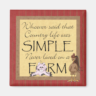 Magnet de ferme de cochon et coq de campagne