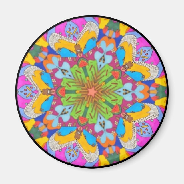 Magnet de fleurs de l'étoile de Mandala tribal fra (Devant)