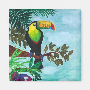 Magnet de forêt tropicale tropicale toucan coloré