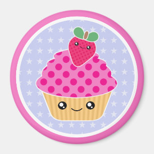 Magnet de fraises Kawaii Cupcake