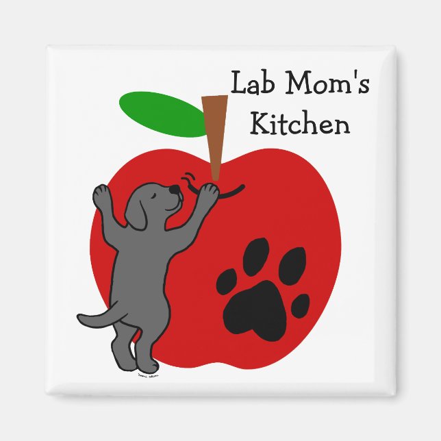 Magnet de frigo Apple de maman du Black Lab (Devant)