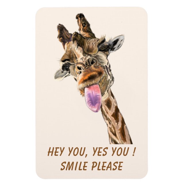 Magnet de girafe amusant - Texte personnalisé (Vertical)