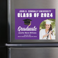 Magnet de graduation personnalisé de photo pourpre