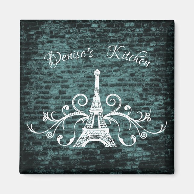 Magnet de gravité Tour Eiffel turquoise (Devant)