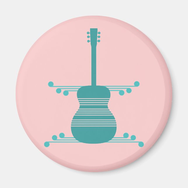 Magnet de guitare rétro, Turquoise (Devant)