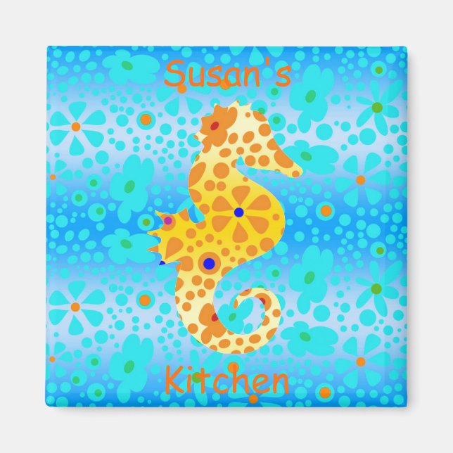 Magnet de hippocampe floral (Devant)
