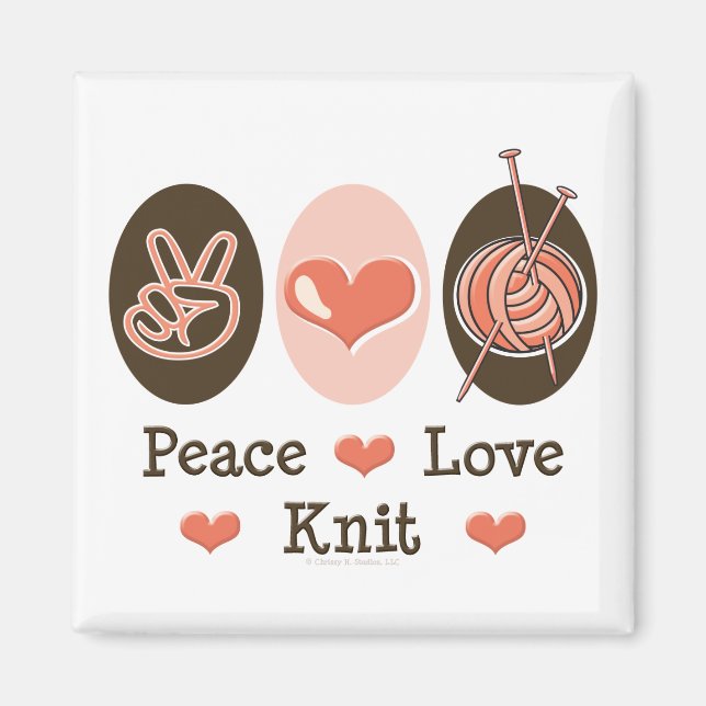 Magnet de Knit d'amour pour la paix (Devant)