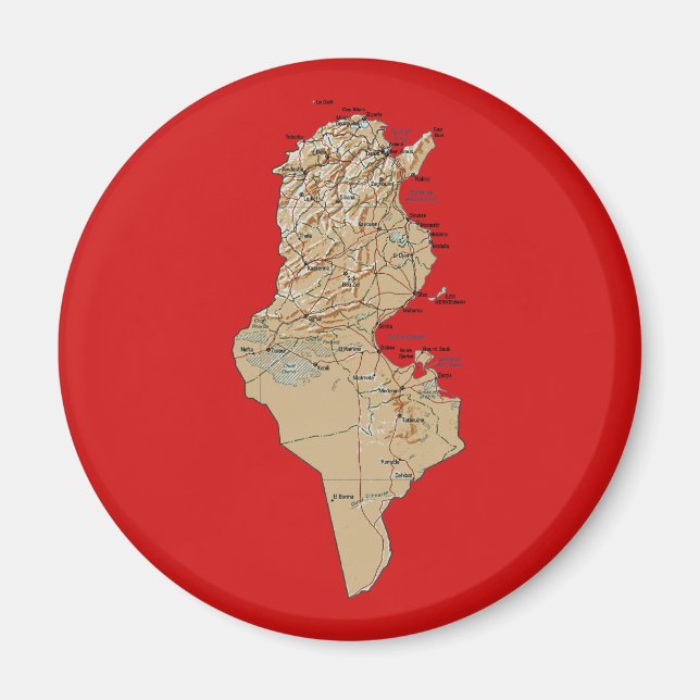Magnet de la carte de Tunisie (Devant)