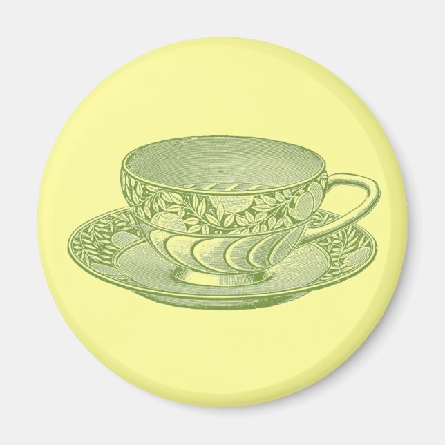 Magnet de la coupe de thé vert vintage (Devant)