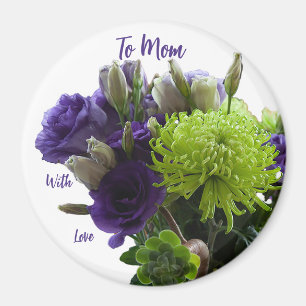 Magnet de la Journée des mères vertes et pourpres