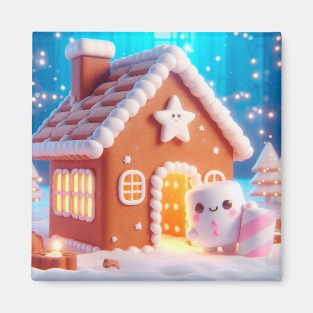 Magnet de la maison de pain d'épices de Noël Marsh (Devant)