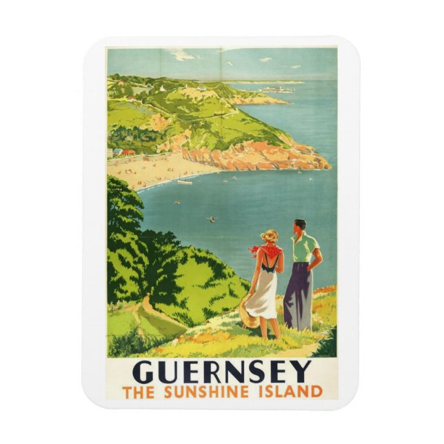 Magnet de l'affiche de voyage vintage Guernesey (Vertical)