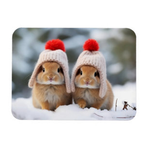 Magnet de lapins de neige