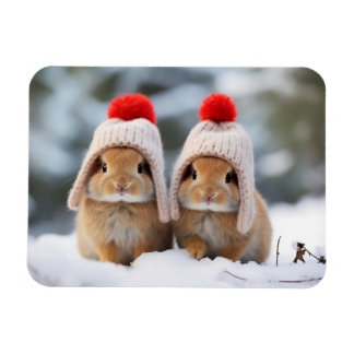 Magnet de lapins de neige