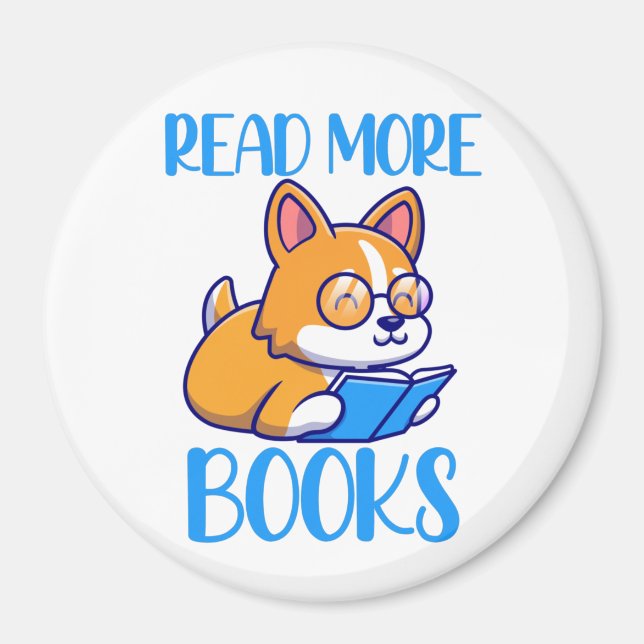 Magnet de lecture de chien de Corgi mignet (Devant)