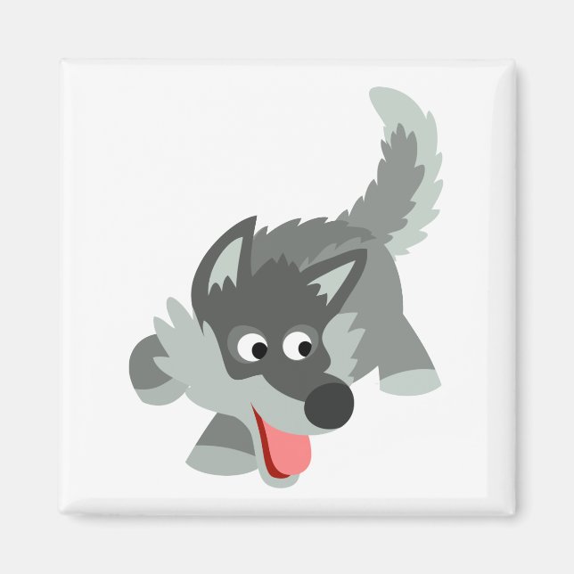 Magnet de loup de caricature Curieux (Devant)