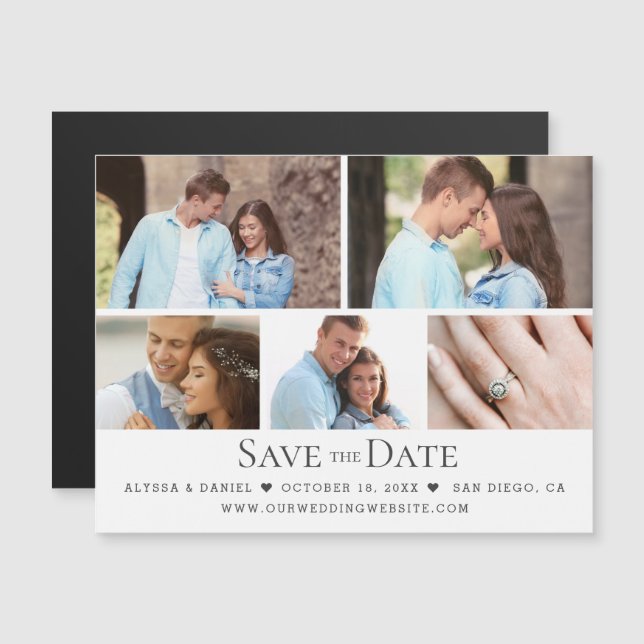 Magnet de mariage avec grille de photos moderne "S (Devant / Derrière)