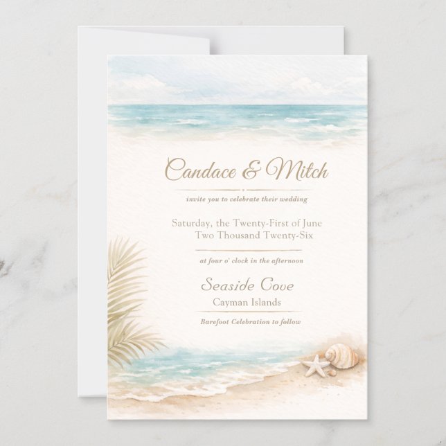 Magnet de mariage de destination thème plage (Recto)