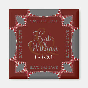 Magnet de mariage en dentelle argent rouge pour an