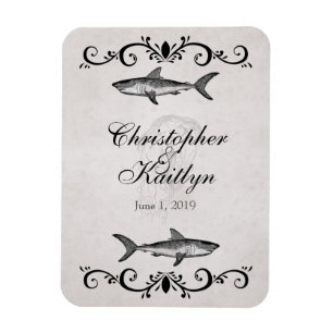 Magnet de Mariage personnalisé de requins et médus
