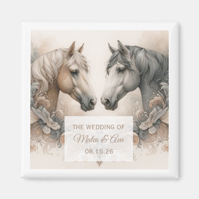 Magnet de mariage personnalisé pour les chevaux ca (Devant)