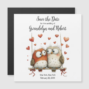 Magnet de mariage 'Save the Date' Couple de hiboux