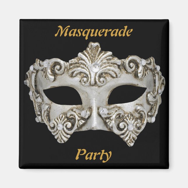 Magnet de masquerade de fête Enregistrer la date (Devant)