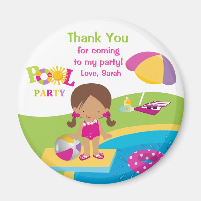 Magnet de Merci de la fête de la petite fille mign (Devant)