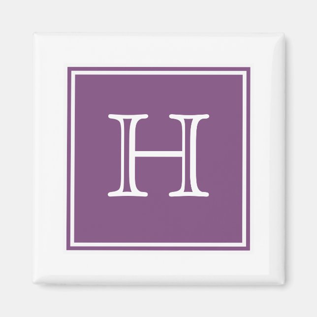 Magnet de monogramme Carré pourpre (Devant)