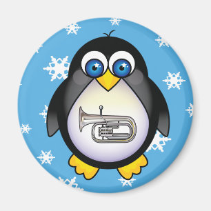 Magnet de musique Cute Penguin Tuba