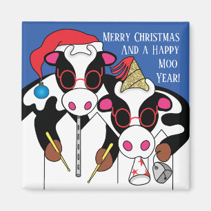 Magnet de Noël Carré Bonne année Moo!