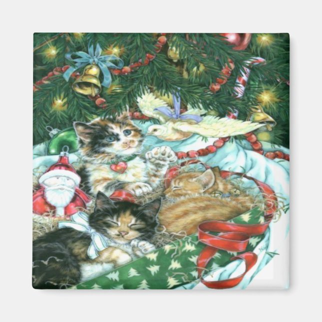 Magnet de Noël des chats vintages (Devant)