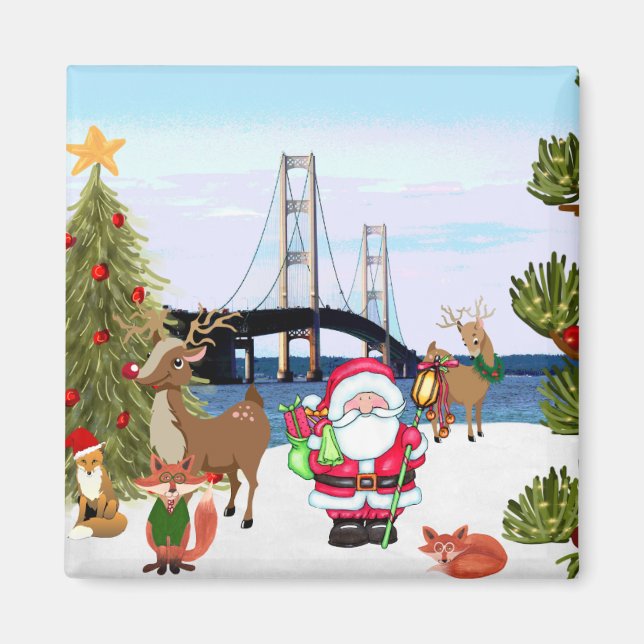 Magnet de Noël du pont Mackinac (Devant)