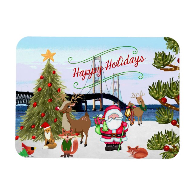 Magnet de Noël du pont Mackinac (Horizontal)