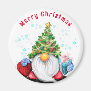 Magnet de Noël Joyeux Gnome avec cadeaux