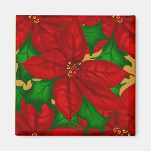 Magnet de Noël Poinsetta (Devant)