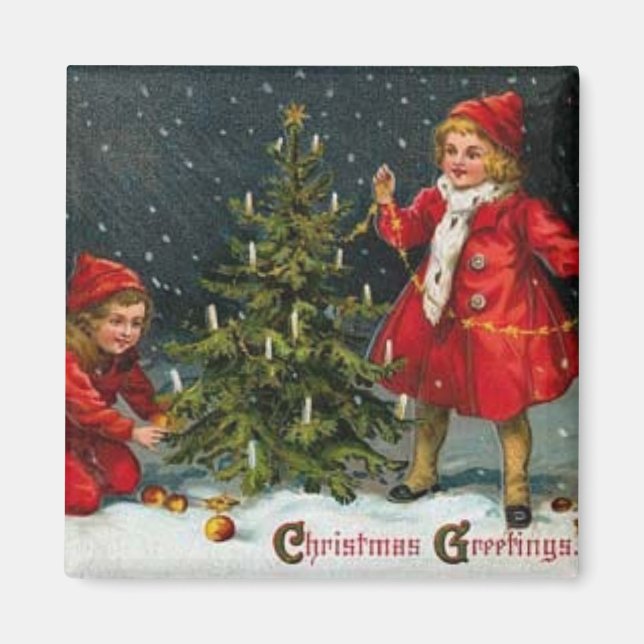 Magnet de Noël pour enfants victoriens (Devant)