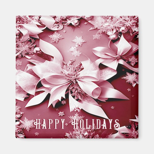 Magnet de Noël Rouge Floral (Devant)