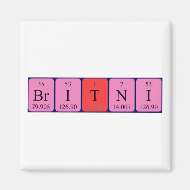 Magnet de nom de table périodique Britni (Devant)