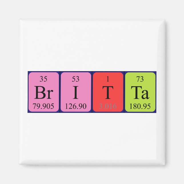 Magnet de nom de table périodique Britta (Devant)