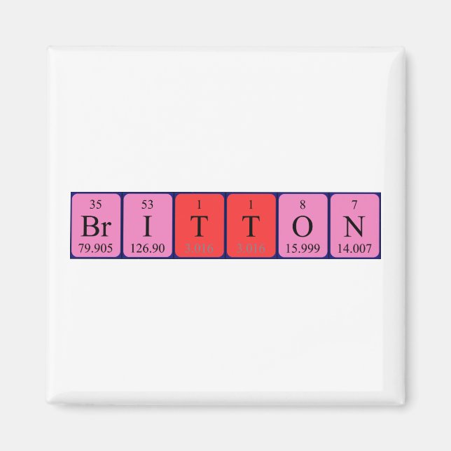 Magnet de nom de table périodique Britton (Devant)