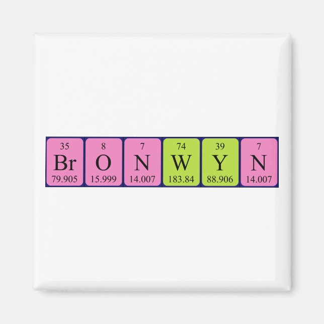 Magnet de nom de table périodique Bronwyn (Devant)