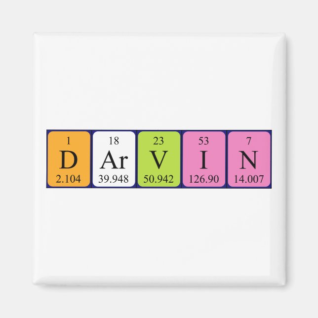 Magnet de nom de table périodique Darvin (Devant)