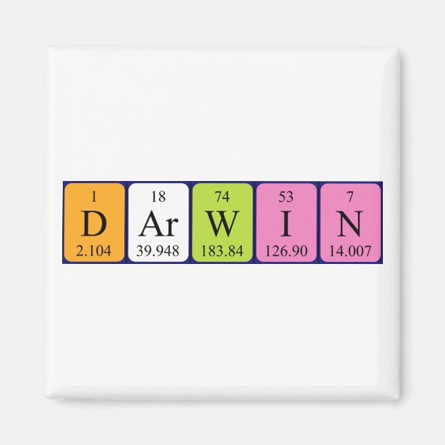 Magnet de nom de table périodique Darwin (Devant)