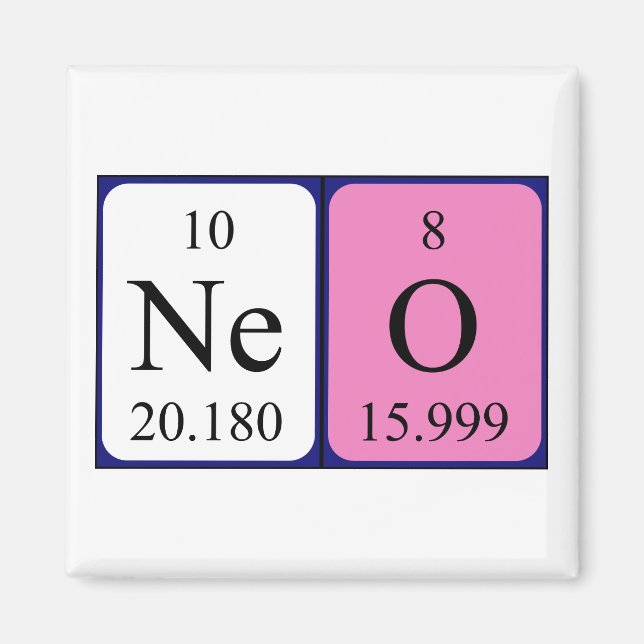 Magnet de nom de table périodique néo (Devant)