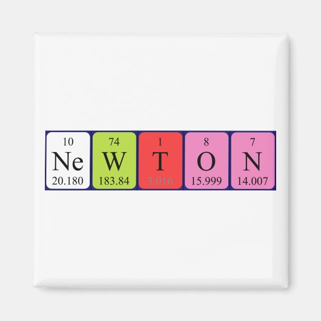 Magnet de nom de table périodique Newton (Devant)
