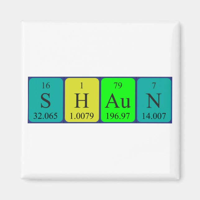 Magnet de nom de table périodique Shaun (Devant)