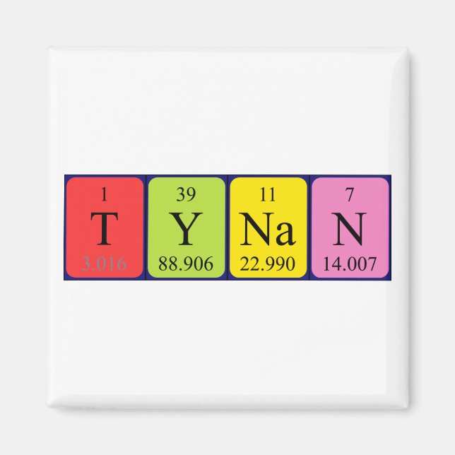 Magnet de nom de table périodique Tynan (Devant)