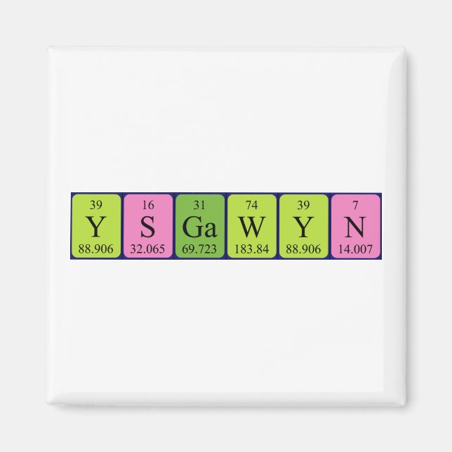 Magnet de nom de table périodique Ysgawyn (Devant)